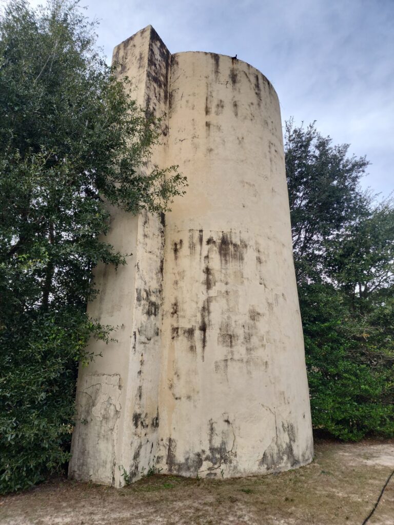 weathered concrete silo exterior surface dirt