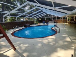 pool deck concrete walls screen enclosure